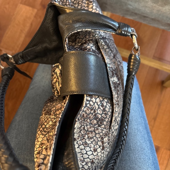 Vintage Brighton Snakeskin Leather Print Shoulder Handbag - Picture 7 of 8